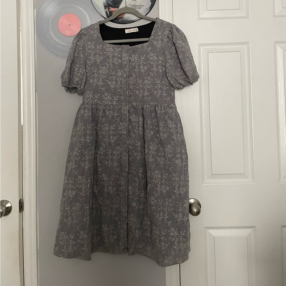 Elegant Gray Floral women’s Dress